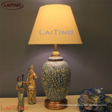 Hot sell hotel metal table lamps with classical shade for wholesale